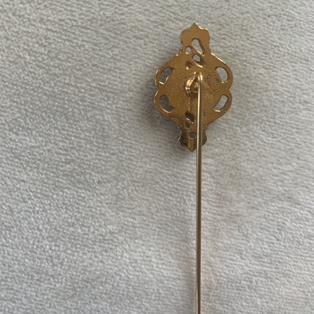Vintage 1970s Victorian Filigree Cameo Stick Pin - Picture 2 of 6